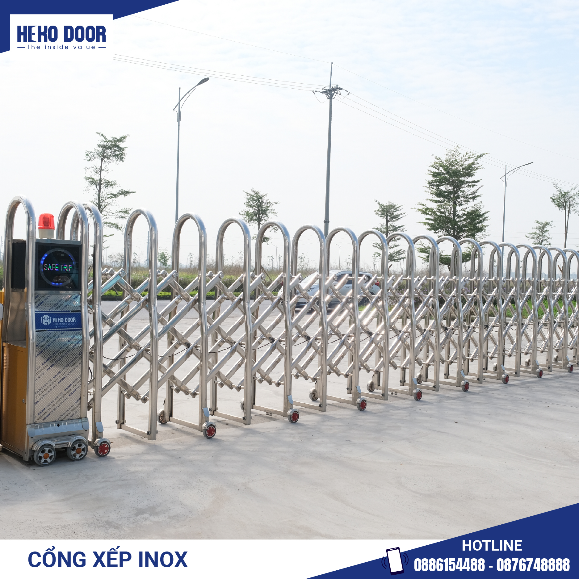 Kích thước tiêu chuẩn cổng xếp inox