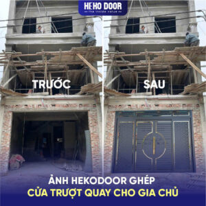 cửa trượt quay 2 cánh nhà phố