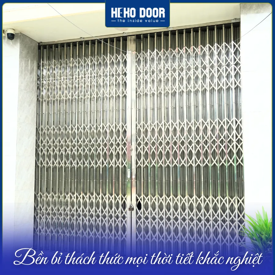 nâng cấp cửa xếp inox kéo tay 