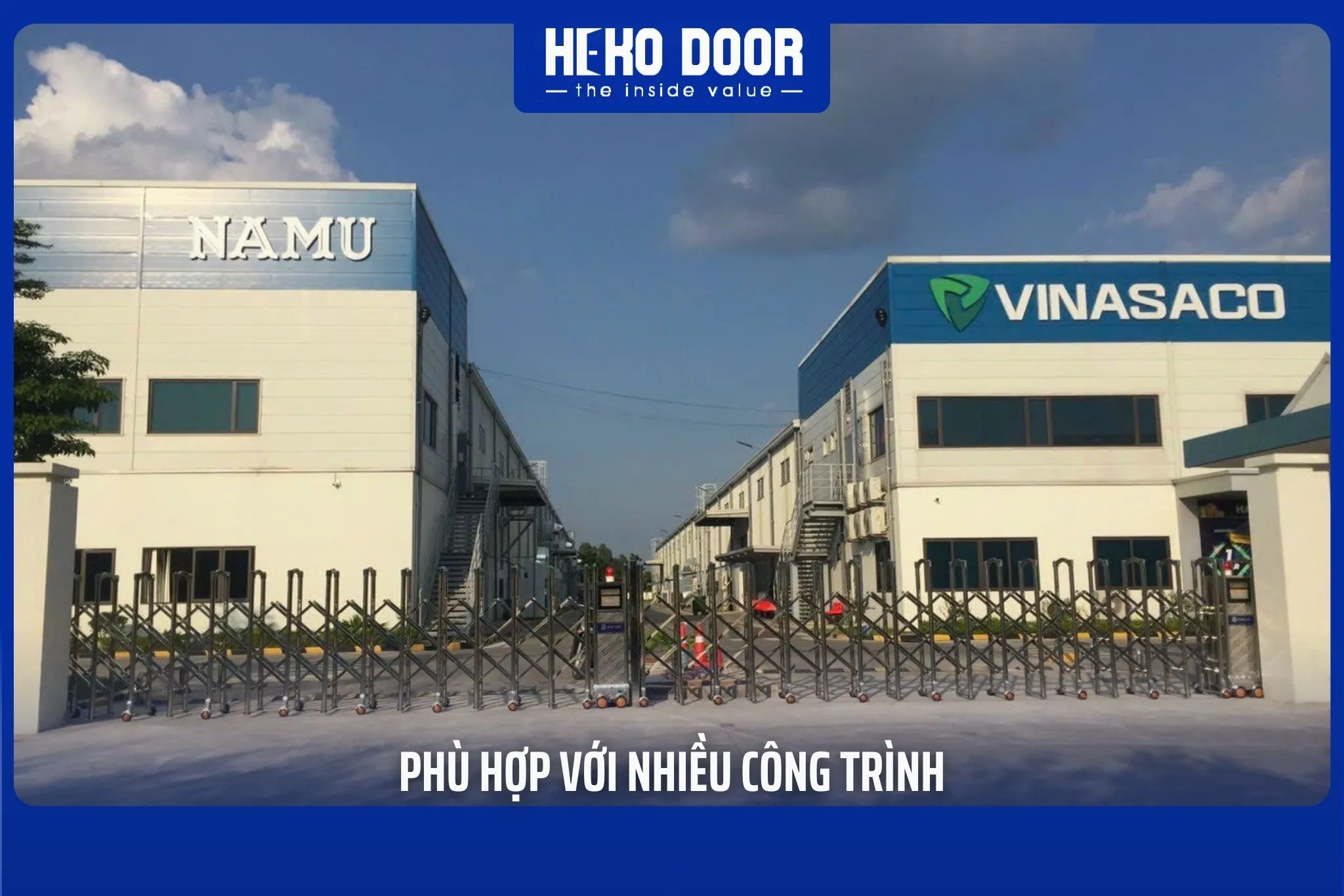 Cổng xếp inox cho nhà máy