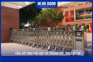 1 SỐ MẪU CỔNG XẾP INOX CHO TRƯỜNG HỌC, KHU TẬP THỂ