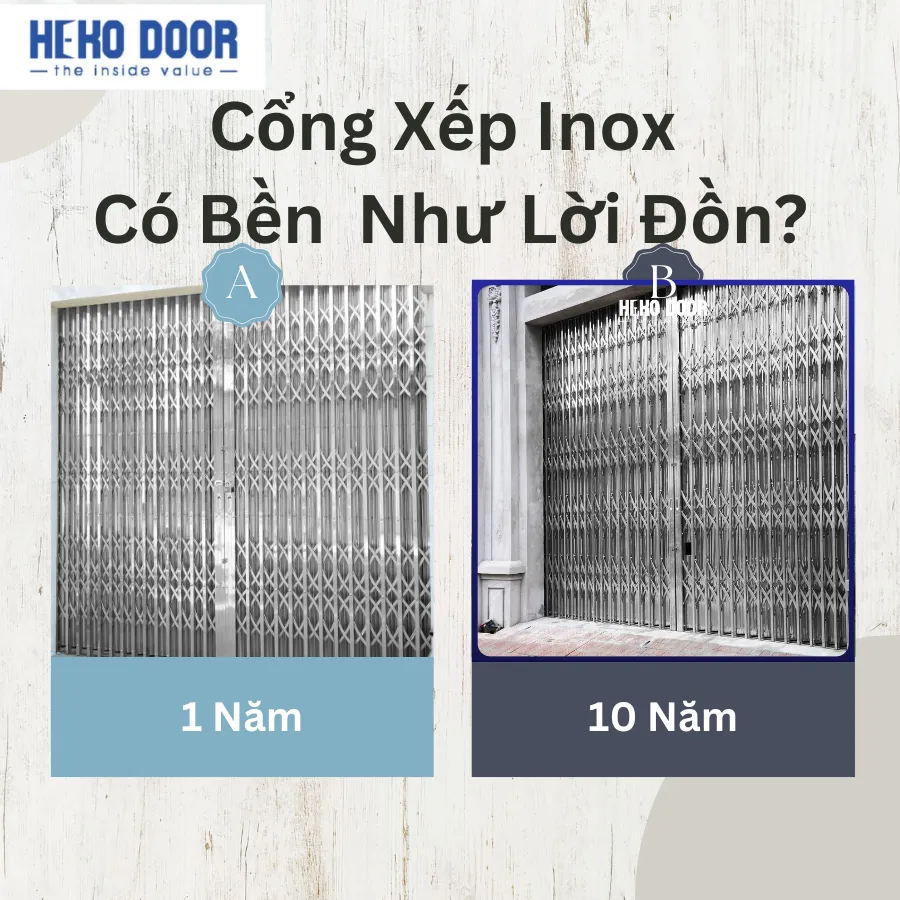 Cổng xếp inox có bền không và liệu có dùng được 10 năm