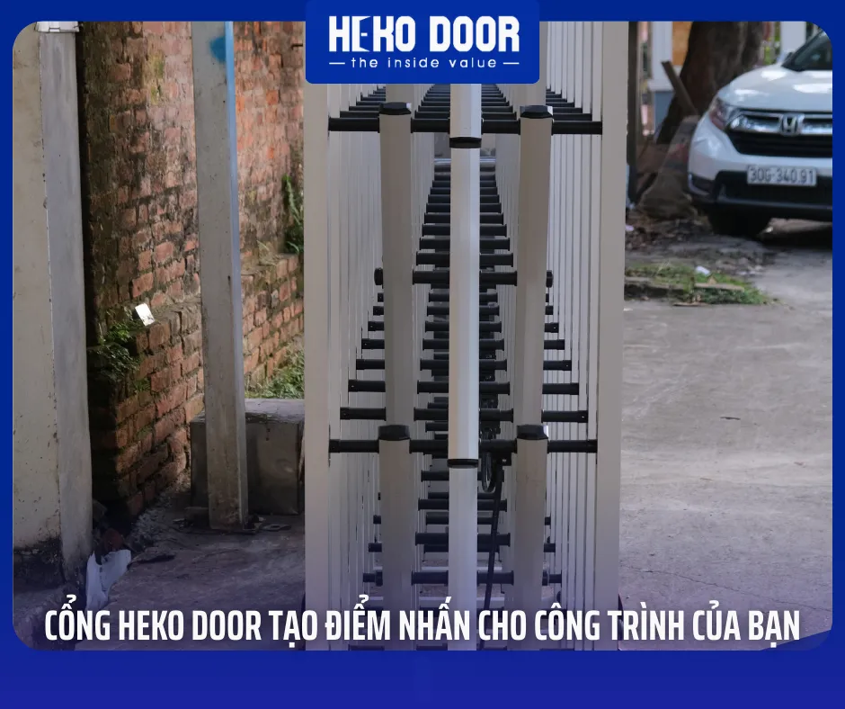 Cổng xếp hợp kim nhôm tự động