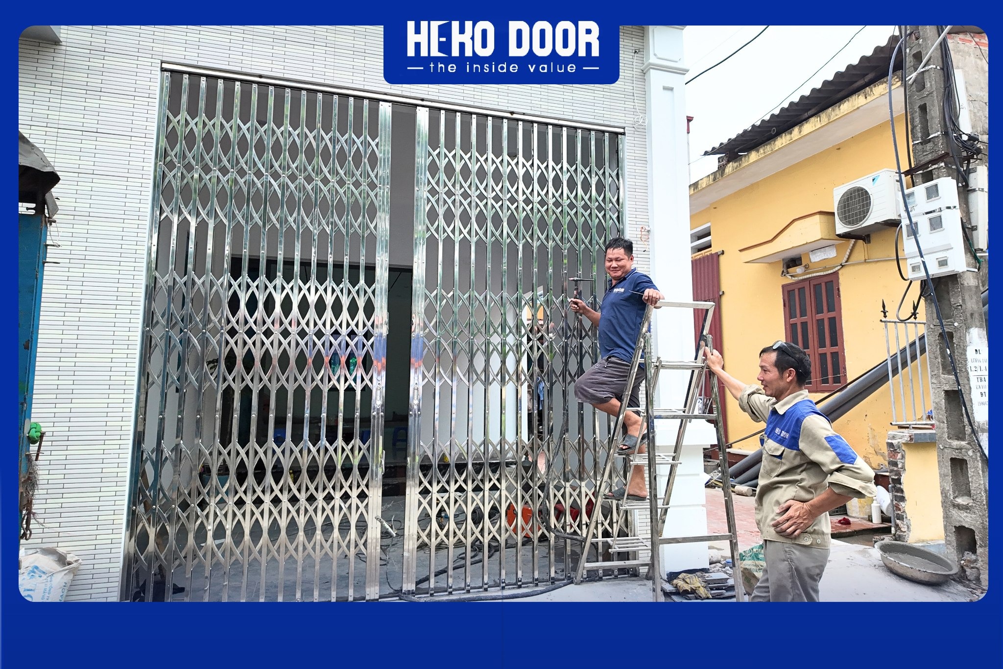 Cửa xếp inox hộp không lá gió