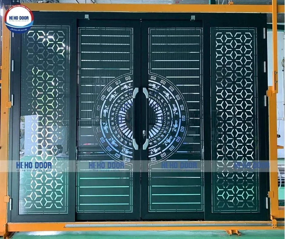 Cổng Trượt Kính Kết Hợp Kim Loại