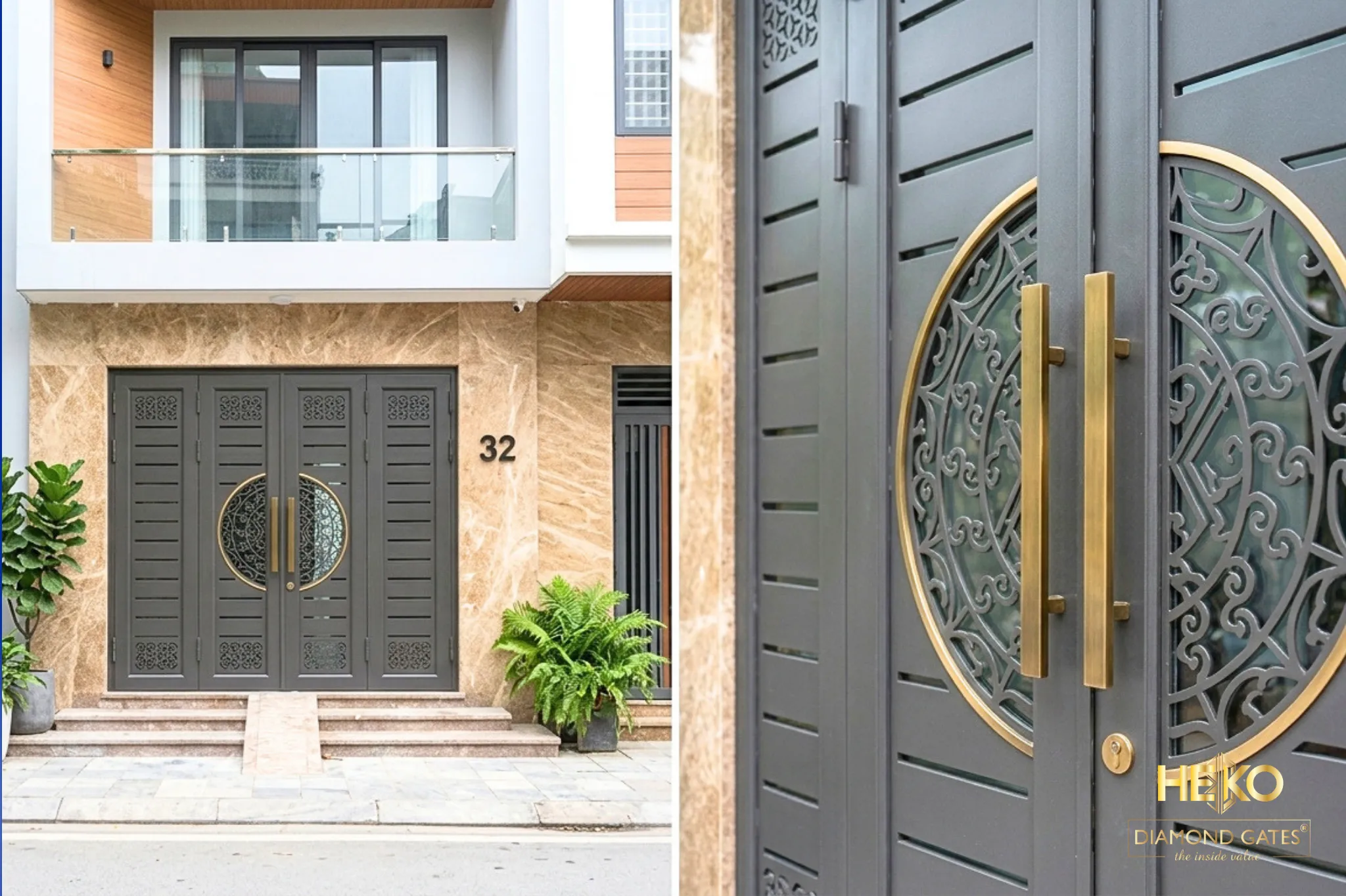 Cổng Hợp Kim Kết Hợp Kính Cường Lực
